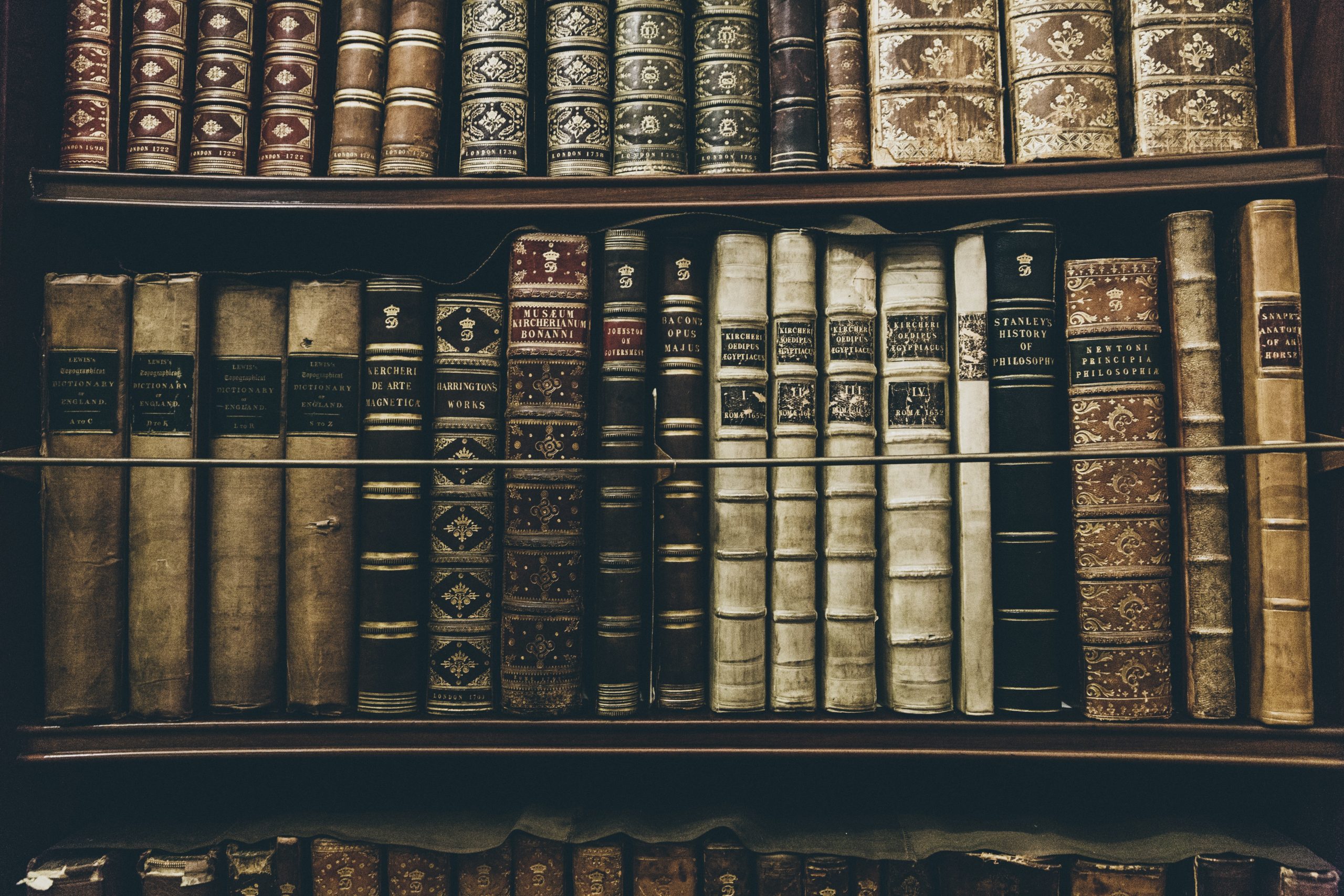 Stock images of old books on a shelf