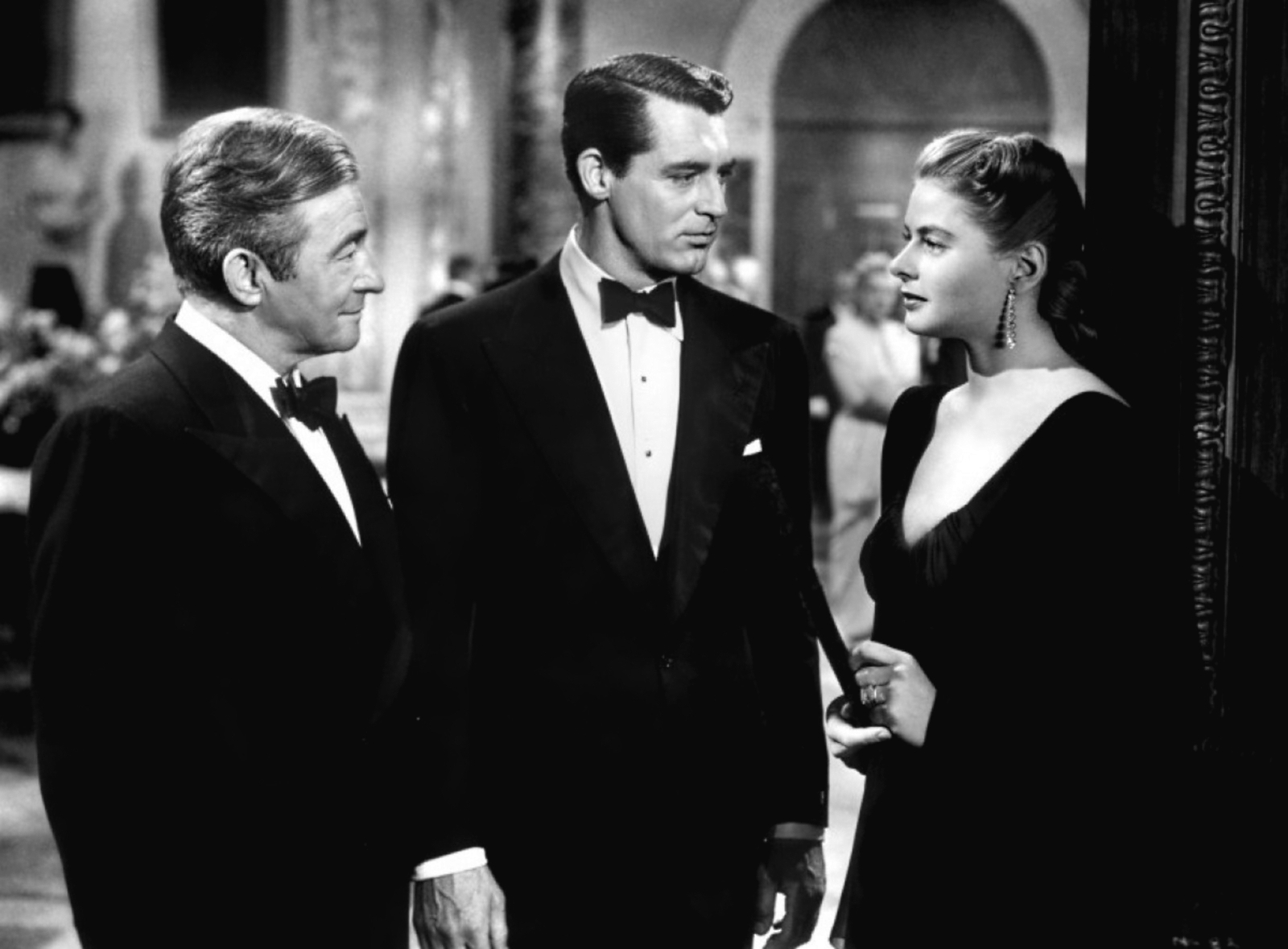 A smoldering Dev stands separated from his love Alicia: Notorious (1946)