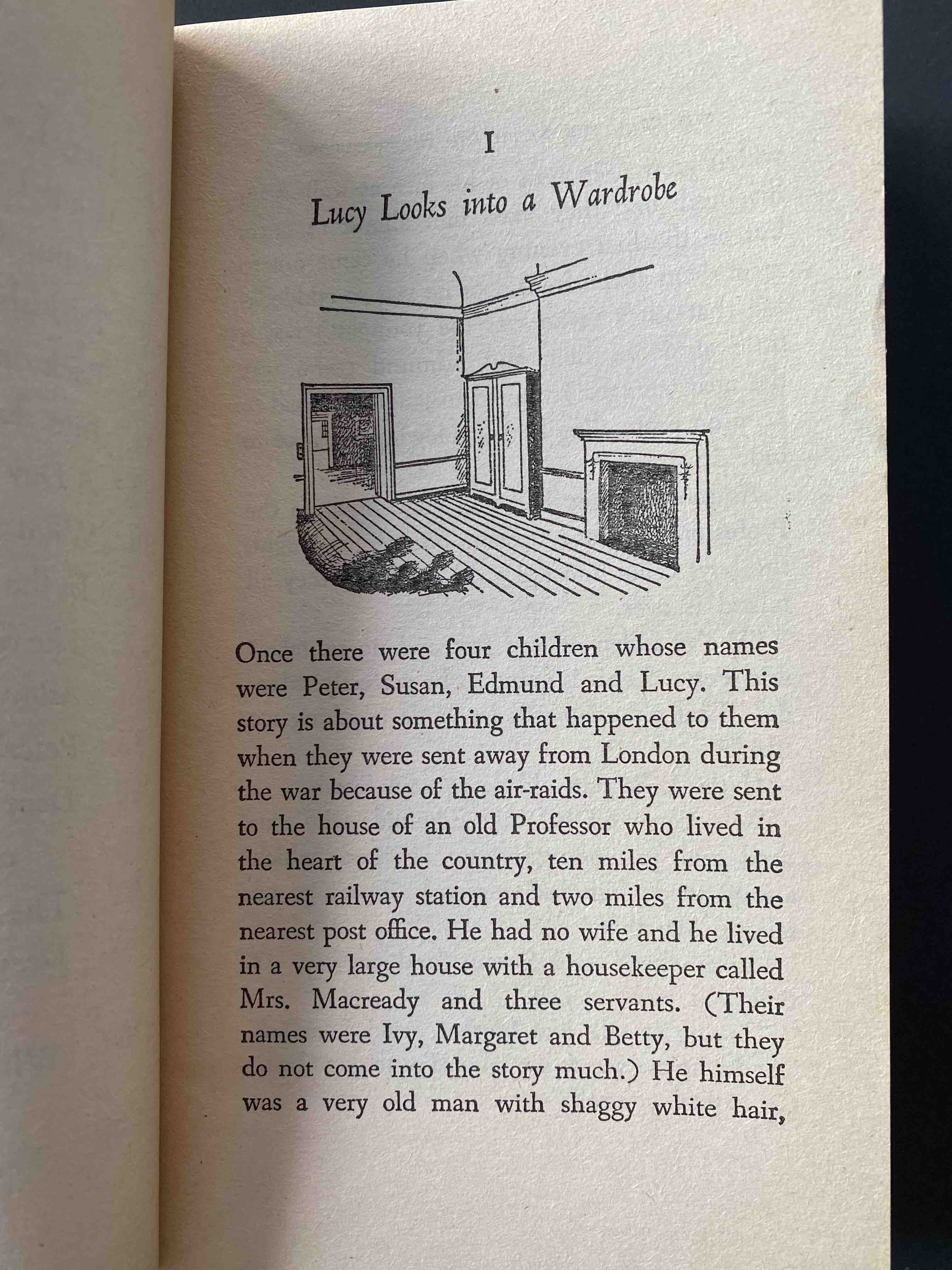C.S. Lewis, The Lion, the Witch, and the Wardrobe. First page.