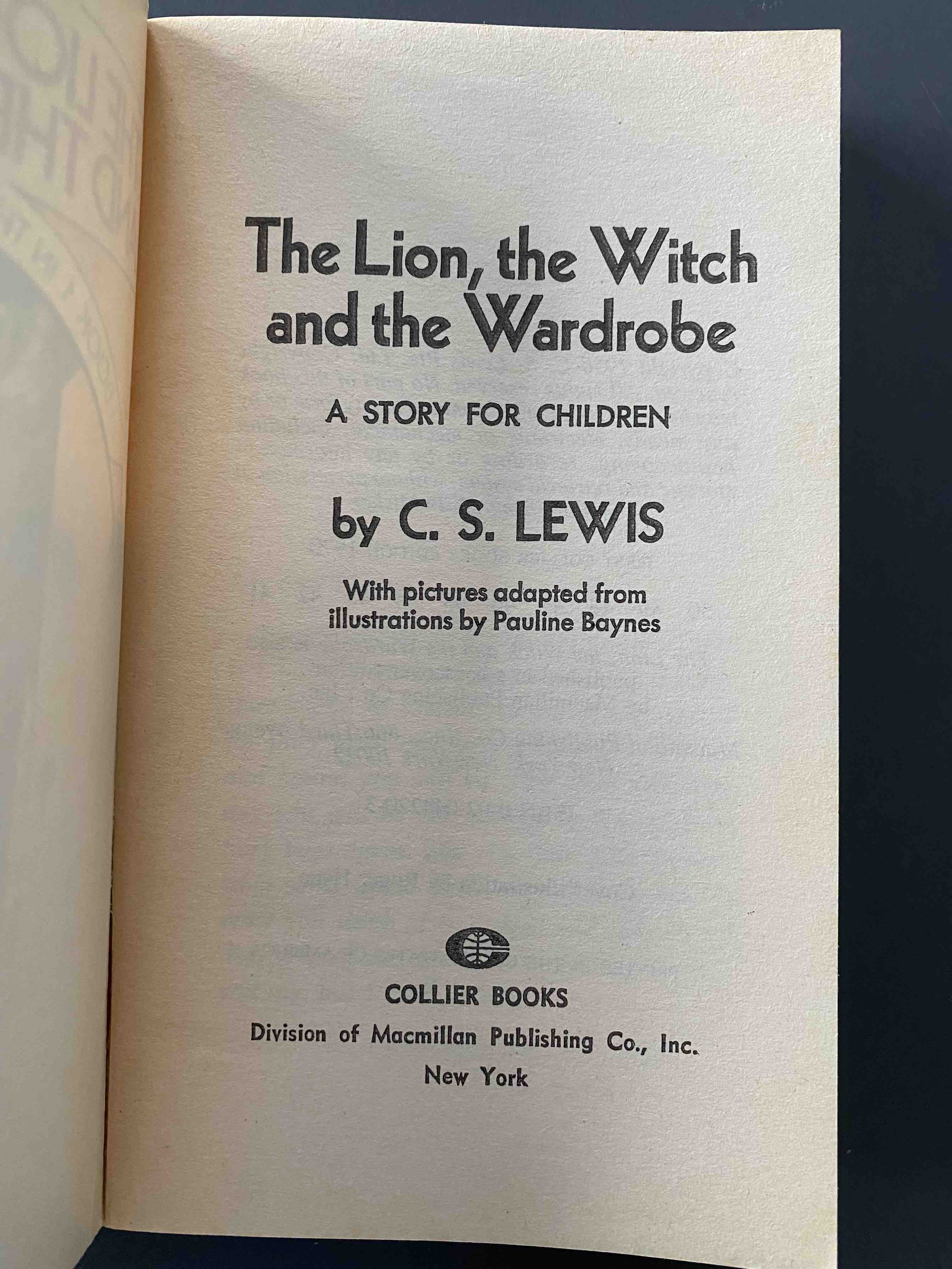C.S. Lewis, The Lion, the Witch, and the Wardrobe. Title Page