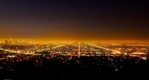 the city of Los Angeles, setting for Collateral, at night