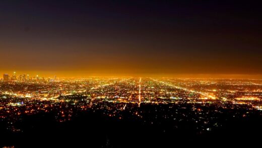 the city of Los Angeles, setting for Collateral, at night