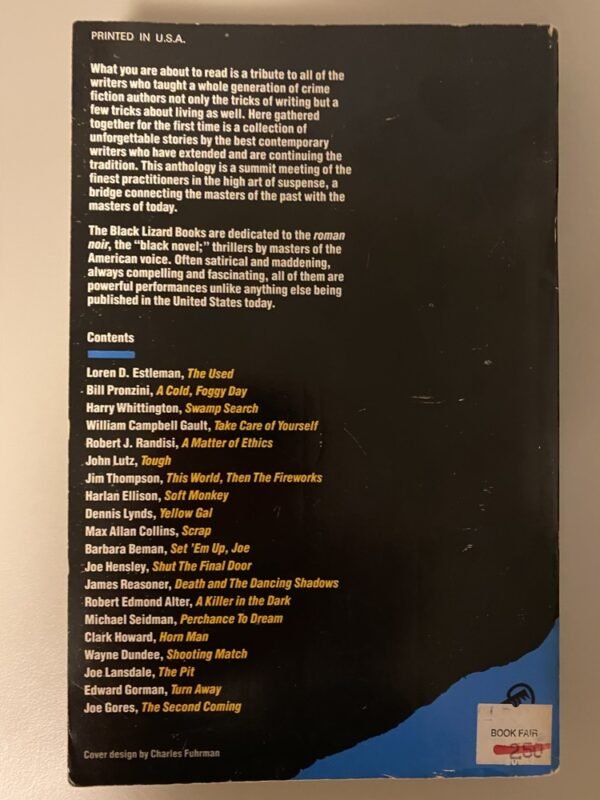 Back cover of the Edward Gorman-edited "Black Lizard Anthology of Crime Fiction"
