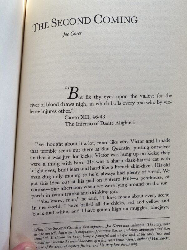 Joe Gores' story "The Second Coming" in the Edward Gorman-edited "Black Lizard Anthology of Crime Fiction"
