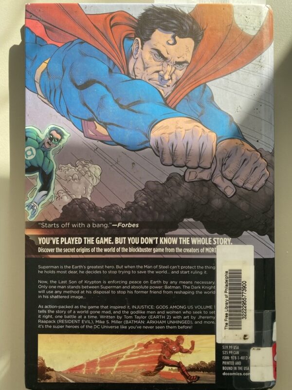 Back cover of graphic novel "Injustice: Gods Among Us," which is really just a story to set up a video game.