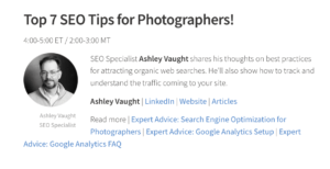 Screenshot of ASMP event featuring Ashley Vaught