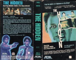 The cover of the VHS version of 1987 movie The Hidden