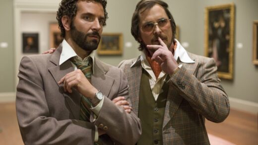 Scene featuring Christian Bale and Bradley Cooper in the 2013 film "American Hustle"