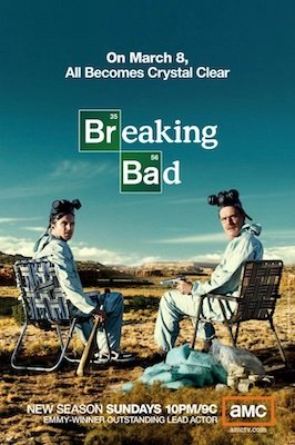 Poster for the second season of the AMC series Breaking Bad, starring Bryan Cranston and Aaron Paul