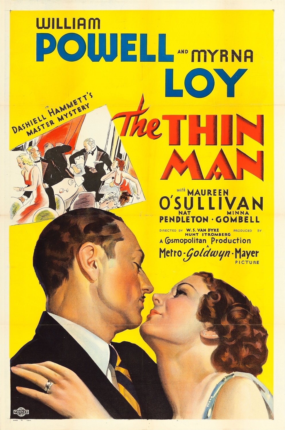 Poster for the 1934 film The Thin Man, starring William Powell and Myrna Loy